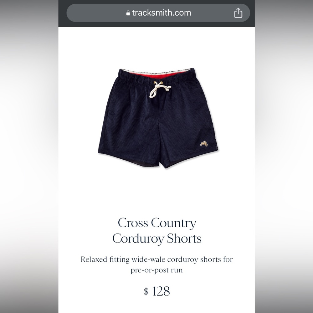 Tracksmith Cross Country corduroy shorts - Men’s M -NWT